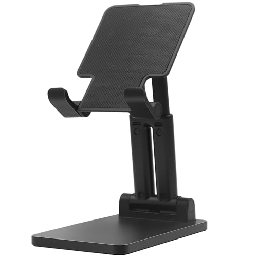 Cell Phone Stand, Folding Desktop Phone Stand, Angle Height Adjustable Mobile Phone Holder for Desk, Office, Tablet Stand Compatible with All Phones 4-10’’ Cellphone & Tablet (White)