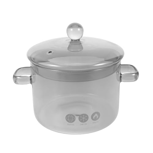 ULTECHNOVO Casserole Verre Résistant Chaleur avec Couvercle Marmite Double Poignée pour Cuisson Bouillon Pâtes et Soupe sur Plaque Céramique Pot à Nouilles Ramen Verre Borosilicate