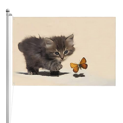 Drapeau chat et papillon anti-décoloration avec œillets solides pour remplacer les bannières usées