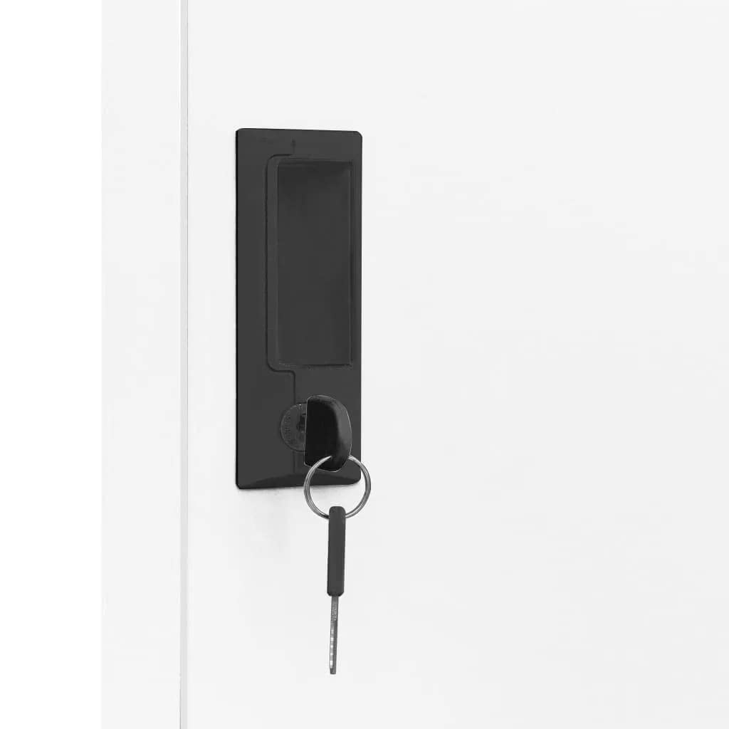 SYDE Armadio in acciaio bianco, 38 x 45 x 180 cm | Porte Ventilate con Serratura, Appendiabiti Interni, Porta Etichette, Scuola e Ufficio