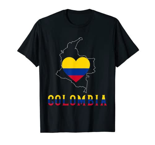 Camiseta de recuerdo del orgullo colombiano con mapa de la bandera de I Love Colombia Camiseta