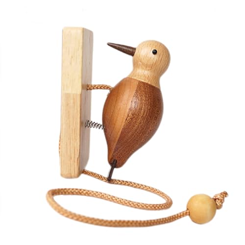 Merchant Doorbell - Store Entry Doorbell, Wooden Doorbell | Antique Door with Woodpecker Bird, Handmade Rustic Doorbell for Showcases, Farm Doors or Barn Entrances