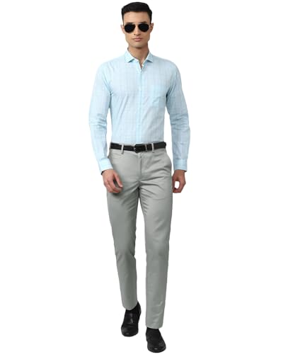Image of EYEBOGLER Mens Regular Fit Solid Formal Pant