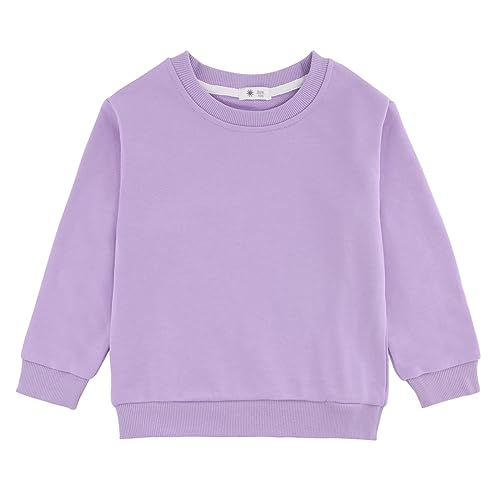 Toddler Crewneck Sweatshirts Solid Pullover Tops for Girls or Boys