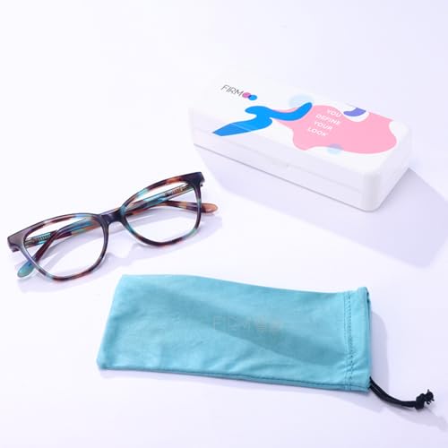 Image of Firmoo Blue Light Blocking Glasses for Computer Reading Womens Cat Eye Acetate Frame Spring Hinge 0.0x Pattern