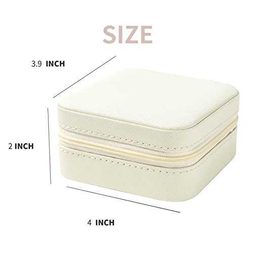 Image of KElofoN Travel jewelry case Travel jewelry box Travel Jewelry Organizer Small Jewelry Organizer Box Gift for Girls Women with Mirror(White)