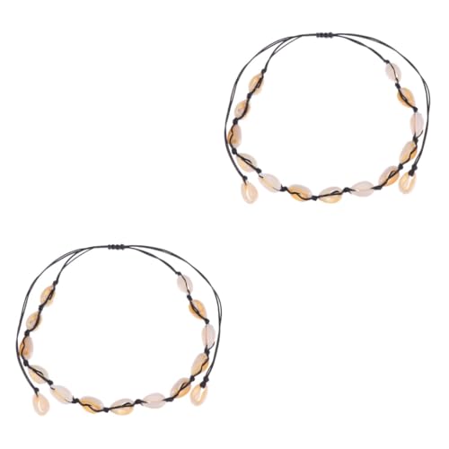 Collier puka chips tressé main avec pendentif coquillage naturel noir