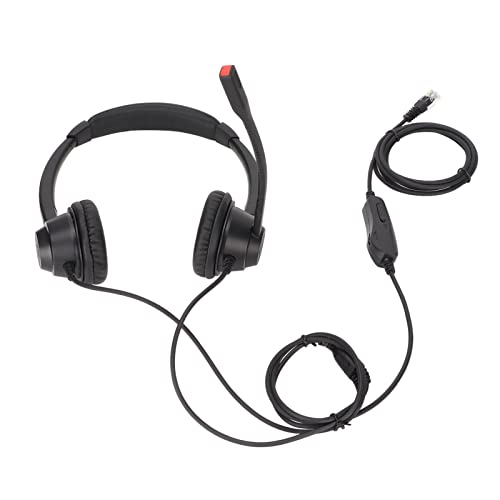 HLKSOUREZ H390D RJ9MV Auriculares telefónicos, Auriculares comerciales con Cable con micrófono, Función de Silencio con cancelación de Ruido Ajuste de Volumen para teléfono VOIP,