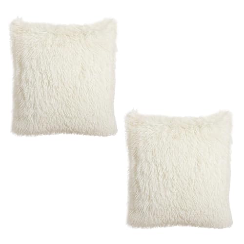 SLEEKEE 2 Pièces Housses De Coussin en Peluche, Housses De Coussin De Siège 45 X 45, Housses De Coussin Unies en Fausse Fourrure, Housses De Coussin Carrées...