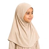 Yaqeen Kinder Mädchen Kopftuch Hijab, Sport Hijab, Amira Kopfbedeckung 6-12 Jahren, Einheitsgröße, beige