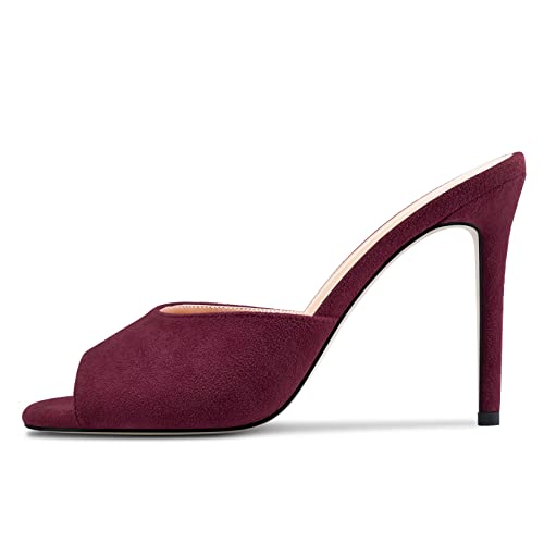Image of TNYNFBEB Women Stiletto High Heel Peep Open Toe Sandals Slingback Slip-on Wedding Office Cute Basic Classic 3.9 Inches Heels