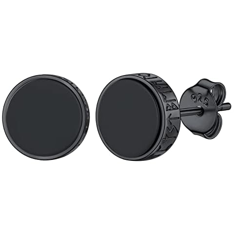 Pendientes Boton Alfabeto Runico Silvora Onix Negros Cover