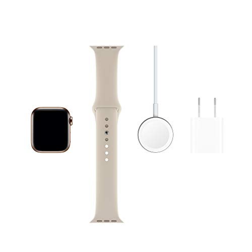 Image of Apple Watch Series 5 (GPS + Cellular, 40mm) - Gold Stainless Steel Case with Stone Sport Band