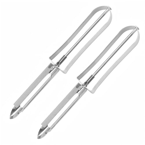 DCCQ Vegetable Peeler-Stainless Steel Blades and Ergonomic Handle for Safety and Control.Perfect Kitchen Peeler for Veggie, Fruit, Potato, Carrot, Apple - Silver