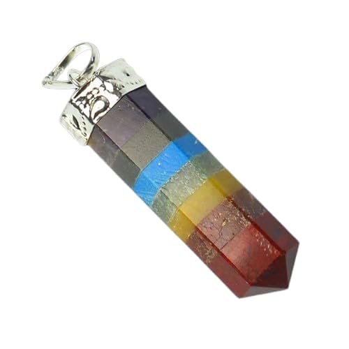 Natural Seven Chakra Crystal Pencil Pendant for Men & Women | Hexagonal Gemstone Point Pendant | Multi Stone Healing Crystal Charm | Spiritual Jewelry Accessory | Pack of 1-image-9