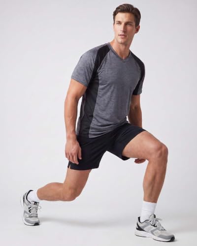 Image of 5 Pack: Men's V-Neck Dry-Fit Moisture Wicking Active Athletic Tech Performance T-Shirt