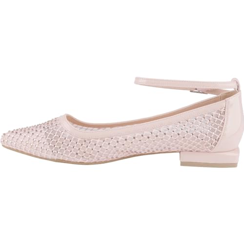 CLOVERLAY Women's Mesh Flats Pointed Toe Ankle Strap Adjustable Buckle Low Heel Ballet Flat Elegant Dress Comfort Casual Daily Spring Summer Shoes2