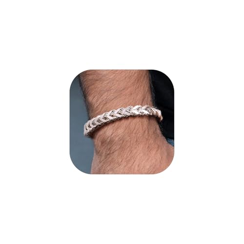 ChainsHouse Franco Chain Bracelet for Men Women 3-6MM Stainless Steel/Black/14K Gold Plated Jewelry, 7.5-8.3", Send Gift Box a-stainless-3mm 7.5 Inches