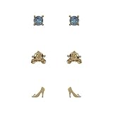 Disney Princess Cinderella Blue & Gold Trio Earring Set SH00698YL, One Size, Zinc, No Gemstone