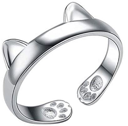 14K White Gold Finish Cat Ear Adjustable Toe Ring Women's, No Gemstone