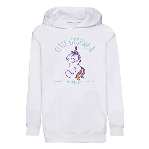 Sweat à capuche enfant licorne 3 ans le cadeau d'anniversaire parfait