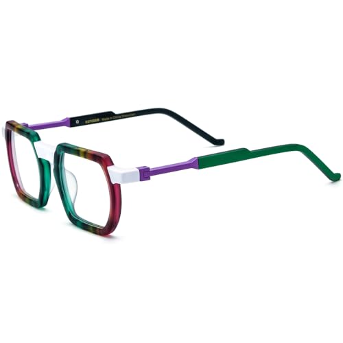 Image of HEPIDEM Matte Multicolor Acetate Glasses Frame Men Vintage Square Eyeglasses Optical Spectacles 9289