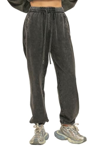 Obenie Men's Acid Wash Sweatpants Elastic Waist Drawstring Sweat Pants Cotton Athletic Jogger Pants with Pockets