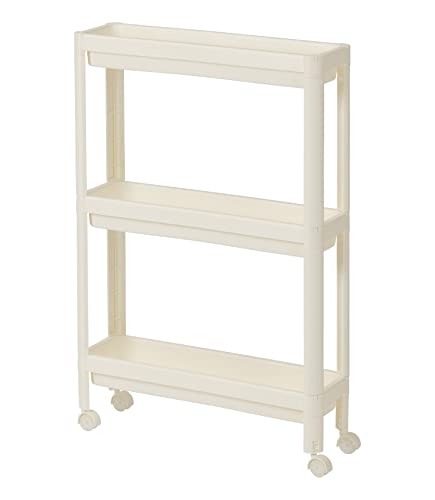 武田コーポレーション【ワゴン・キャスター付きワゴン・収納棚】アイボリー 約50×15×74cm スリムワゴン3段アイボリー 81365IV