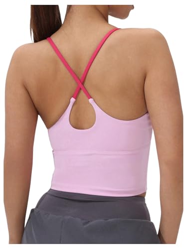 SHENHE Women's Racerback Tank Top Criss Cross Spaghetti Strap Padded Strappy Longline Workout Gym Tops