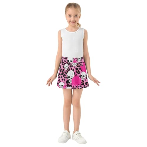 Joisal Tennis Skirts Toddler Leopard Print Skulls Pink Splashes Girls' Shorts Athletic Skorts Cute Comfy Flowy Skirt 4t3