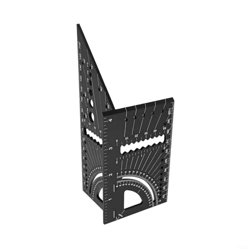 Gdfnmogo Regla de ángulo de carpintería de aleación de aluminio, 3D para herramienta de medición de inglete con transportador, escala de ángulo horizontal y vertical, plantilla de embutir de cola de