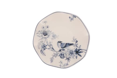 Vajilla elegante de 24 piezas, 100% porcelana, incluye platos, cuencos y platos de postre, apto para lavavajillas y microondas