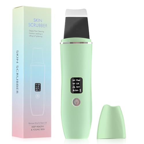 KUWUNG Peeling Ultrasónico Facial, 4 en 1 Espatula para Limpieza Facial, Skin Scrubber, Limpiador Facial Ultrasónico, Depurador de Piel, Limpiador de Poros Exfoliación de Cara y Cuidar la Piel