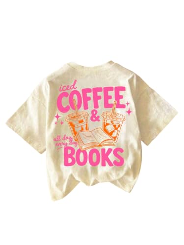 Image of RoseSeek Women's Graphic Letter Tee Crew Neck Drop Shoulder Trendy Summer T Shirt Short Sleeve Vintage Car Print Top