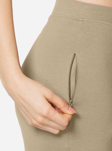 Image of VSTAR PL02 Women Ankle Length Stretchable Slim Fit Leggings with Secured Side Pocket | Moisture-Wicking | Soft Waistband & Cotton-Elastane Fabric | S | Beige