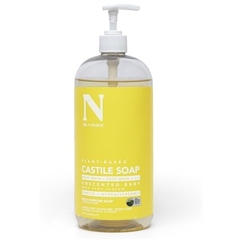 Dr. Natural Castile Liquid Unscented Baby Soap, Mild, 32 oz - Plant-Based - Made with Organic Shea Butter - Rich in Essential Oils - Sulfate and Paraben-Free, Cruelty-Free - Multi-Purpose Soap Cover