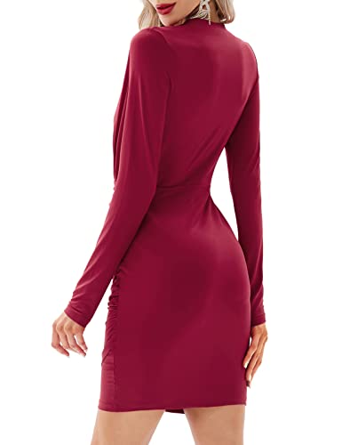 Grace Karin Women's High Waist Sexy Wrap Pencil Cocktail Mini Dresses M Wine Red #TOP2