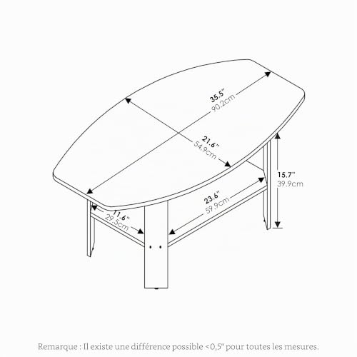 Table basse en bois chêne français gris et noir Furinno - 4