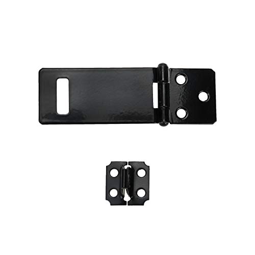 Image of Black Padlock Hasp,Door Slide Latch Lock Sliding Bolt,2.5 Inch | Set of 16,Black Painted Iron Lock,with Screws, for Home Yard Garden