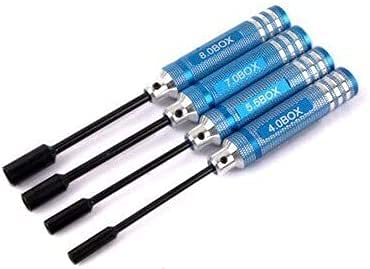 4Pcs RC Metal Hex NUT Key Socket Screw Driver Wrench 4.0mm 5.5mm 7.0mm 8.0mm 80213 Tool Kit Buggy Truck Truggy RC Car (Blue)