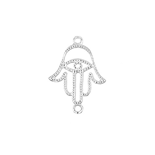 Beads Jar Silver Sterling Charm Studded Hamsa Hand Pendant - 14Mm