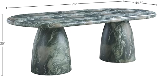 Image of Meridian Furniture 708Green-T Cosenza Collection Art Deco 96 inch Indoor /Outdoor Concrete Dining Table with Green Marble Finish, 96 inch W x 44.5 inch D x 30 inch H