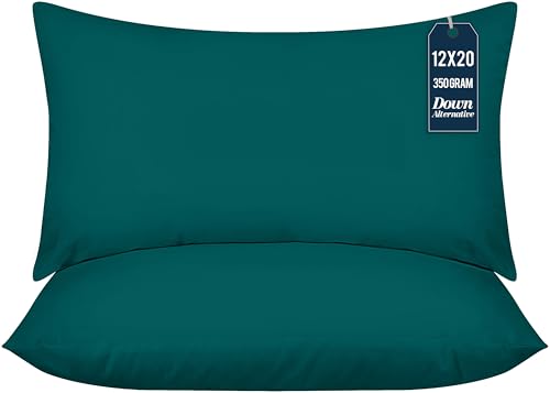 Utopia Bedding 12x20 Pillow Inserts, Set of 2, Dark Teal – Indoor Decorative Throw Pillows for Bed, Sofa & Couch – Soft, Supportive & Fluffy Cushion Inserts