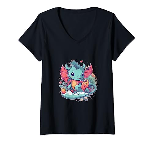 Mujer Dragon Love Designs: moda excepcional Camiseta Cuello V
