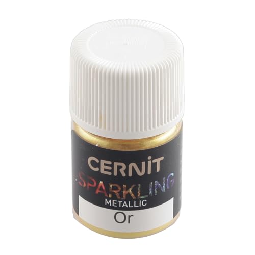 CERNIT CE6100005050C - Dose Pigmentpulver 5g, SPARKLING METALLIC, für Modelliermasse (Polymer) und Epoxidharz geeignet, für die Malerei, DIY- und Bastelprojekte, Gold mit Metalleffekt, 1 Stück