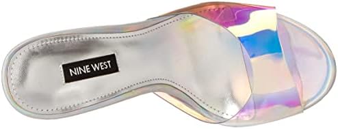 Nine West Women's GOLIT3 Heeled Sandal, Silver Irredescent, 7.5 | Image 4
