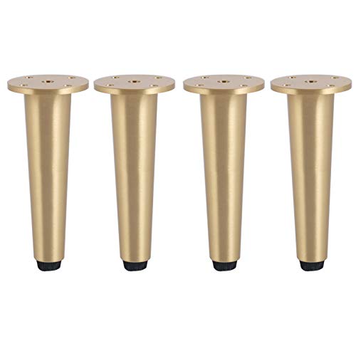 Lot de 4 pieds de lit nordiques réglables et robustes en laiton brossé doré, capacité de 800 kg, pour fauteuil, meuble TV, placard, commode (10 cm)