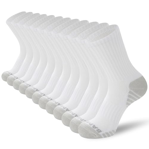 BAMBOO COOL Womens Crew Socks Athletic Running Sports, Cushioned Moisture Wicking, Breathable Arch Support For Ladies, 6 Pack