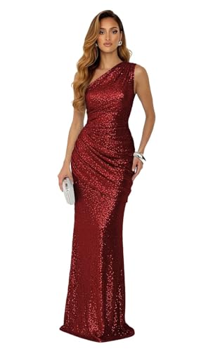 IMCACTOR Red Glitter Sequin Mermaid Prom Dress US08