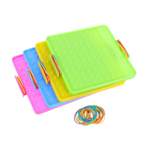 Gatuida 4juegos Geoplano De Doble Cara para Matemáticas Rompecabezas De Formas con Bandas Elásticas Juguete Educativo para Actividades De Aprendizaje Divertidas Primaria